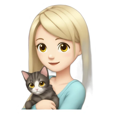anime girl with a cat sticker