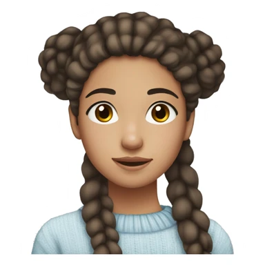 teenage girl, hispanic, freckles, afro brown hair, pony tail, brown eyes, light blue sweater, winter sweater, freckles sticker