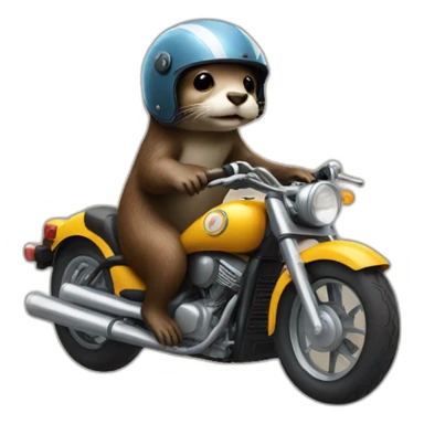 otter riding a motorcycle wearing helmet sticker