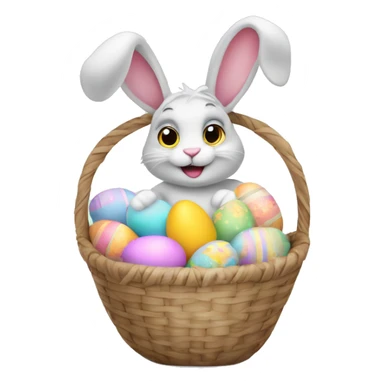 easter bunny with egg pastel basket sticker