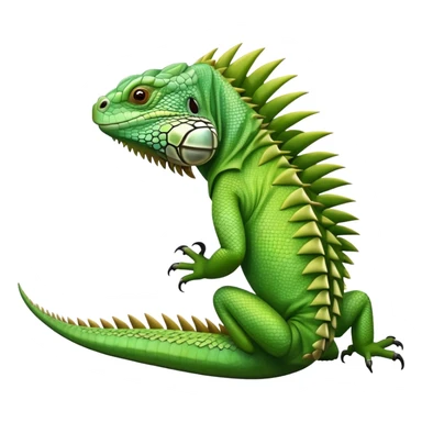 A green iguana with scales, spikes on its back, and a long tail sticker