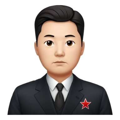 Official portrait of a North Korean man, head of the hull production workshop at a shipyard, serious and formal style, dark suit, confident and focused expression, style inspired by Soviet and North Korean official portraits sticker