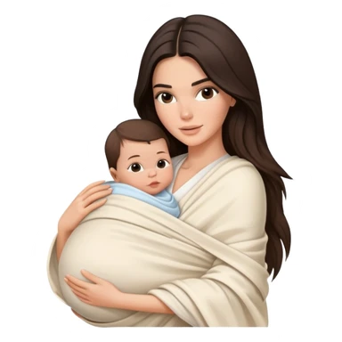 brunette Kendall Jenner with long hair holding newborn baby in swaddling cloth sticker