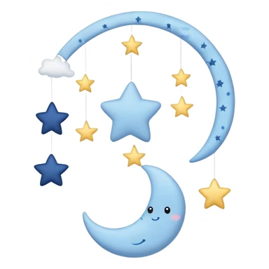 Blue baby mobile with stars and moon sticker
