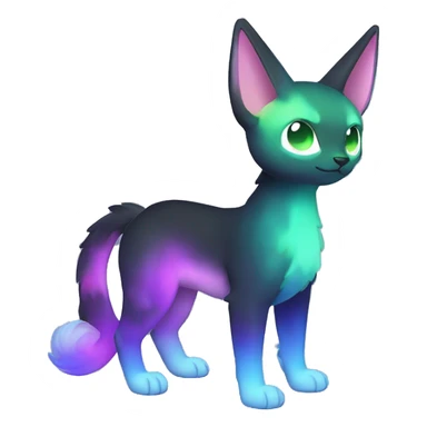 Cute cool black nebula fading green blue purple pink gradient animal hybrid Fakemon full body sticker