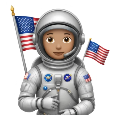 astronaut with flag sticker