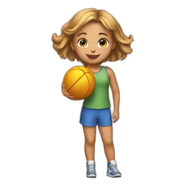a young girl with a ball in full growth sticker