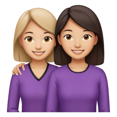 Two different asian women beside each other smiling sticker