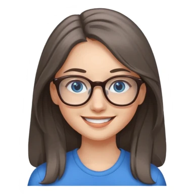 Long Grey and brown haired emoji with blue eyes and glasses female young  sticker
