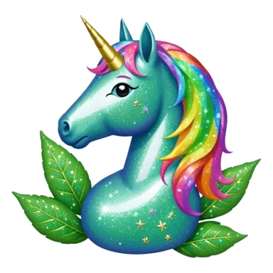 Weed leaf with a Glitter unicorn  sticker