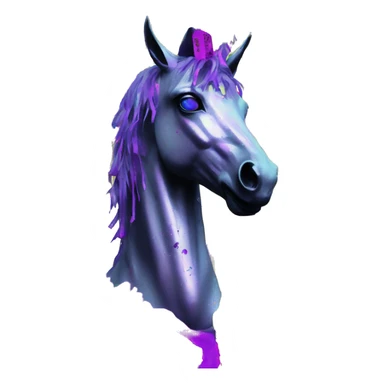 .Zombie_ Vaporwave black holographic oilslick zombie unicorn yellow caution tape graffiti Pegasus  sticker