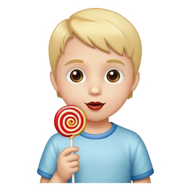 a child holding a lollypop sticker