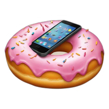A donut with a phone sticker