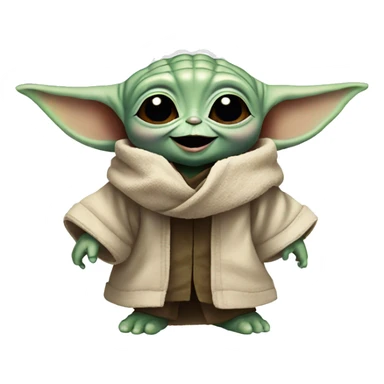 Baby Yoda smiles with giant smile sticker