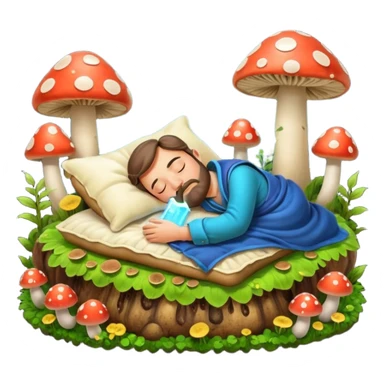 bard character asleep on mushroom bed snoring glow spores sticker