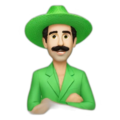 Borat on the beach in green sticker