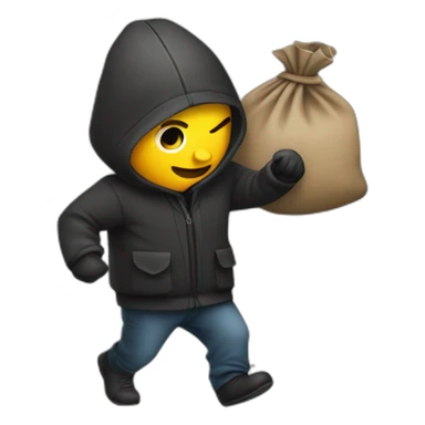 Thief carrying a money bag sticker