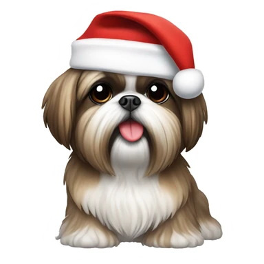 Shih tzu wearing Santa hat sticker