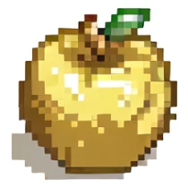 small and simple golden apple pixel art sticker