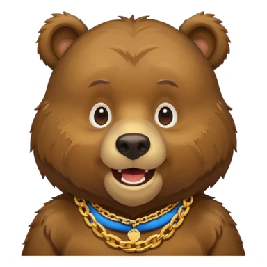 cute Russian grizzly bear wearing a gold rapper chain sticker