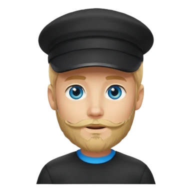 Ragazzo biondo con occhi azzurri e con barbetta bionda e cappello nero con visiera sticker