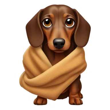 Brown Dachshund wrapped in warm blanket  sticker