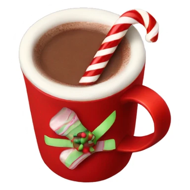 hot chocolate with candy cane in a red mug sticker