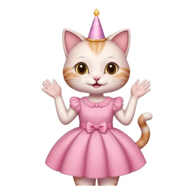 happy girl cat wearing a birthday dress sticker