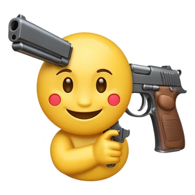 Yellow emoji with a gun sticker