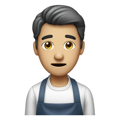 person wearing apron looking at phone facepalming sticker