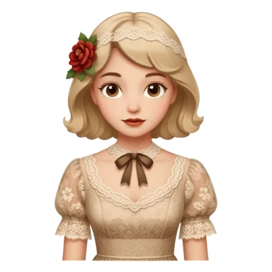 Cottagecore style realistic highly detailed with vintage material dress sticker