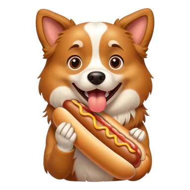 dog eating hot dog sticker