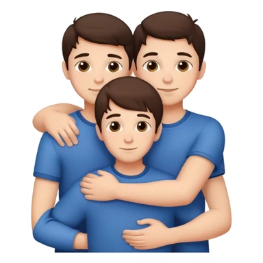 Three young brunette brothers hugging each other sticker