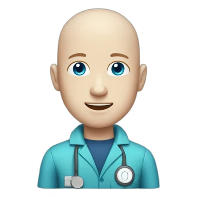 Medic man with no hair, pale skin, blue eyes sticker