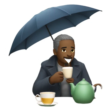 drinking tea with umbrella sticker