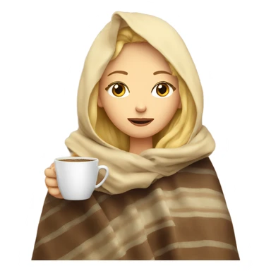 blonde girl inside a blanket sipping coffee eyes closed sticker