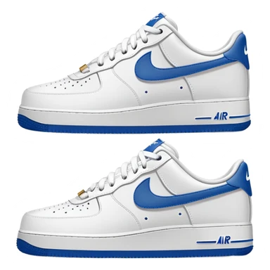 Pair of white Nike Air Force 1 sneakers, one showing the side profile and one showing the front sticker