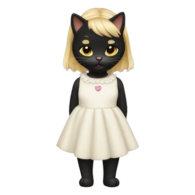 Gato negro con una chica sticker