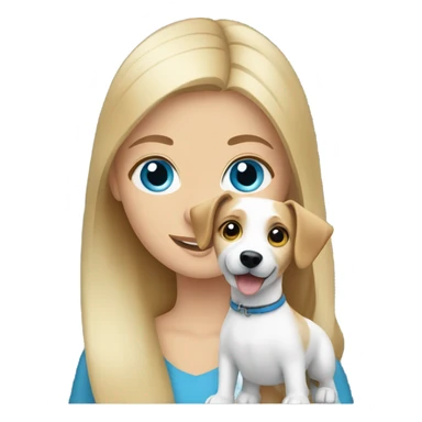 Blonde girl with blue eyes holding a Jack Russell  sticker