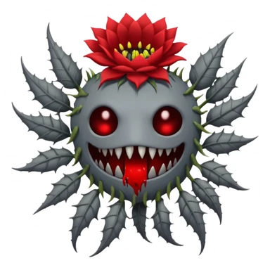 Grey creepy flower with red and blood on inside but as a monster with no face sticker