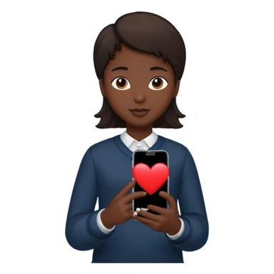 person silhouette holding a phone with a heart sticker