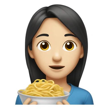 dark-haired girl hangs noodles on the ears of a fair-haired girl  sticker