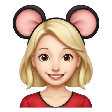 woman with mouse ears sticker