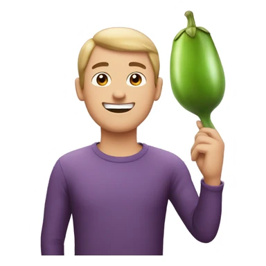 Lad with eggplant  sticker