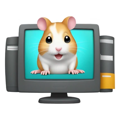 a computer screen showing files with a cute hamster standing by sticker