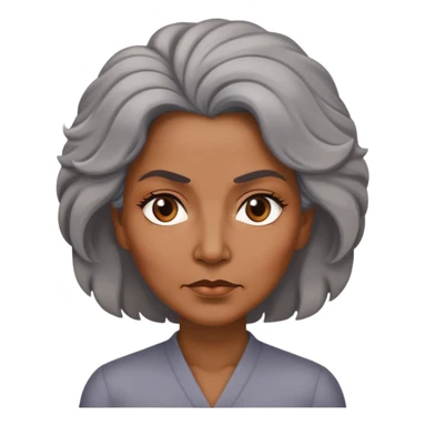 "- Nữ
- 50 tuổi
- Da nâu
- Tóc bồng bềnh, tóc bạc
- Mặt nghiêm túc
" sticker