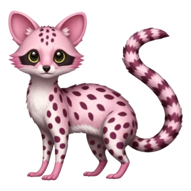 Pink-spotted genet-Trico-Vernid-Cacomistl-Fakémon-hybrid-fusion-creature (full body) sticker