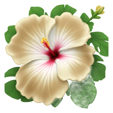 white and beige hibiscus flower  sticker