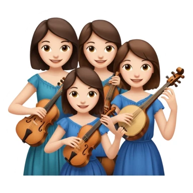 Create an imagine of three brunette women playing string instruments sticker