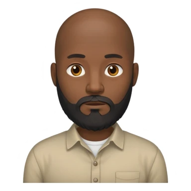 black long beard bald man with shirt sticker